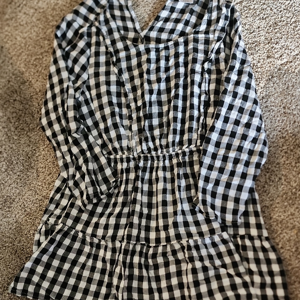 Black and White Checkered Maternity Blouse